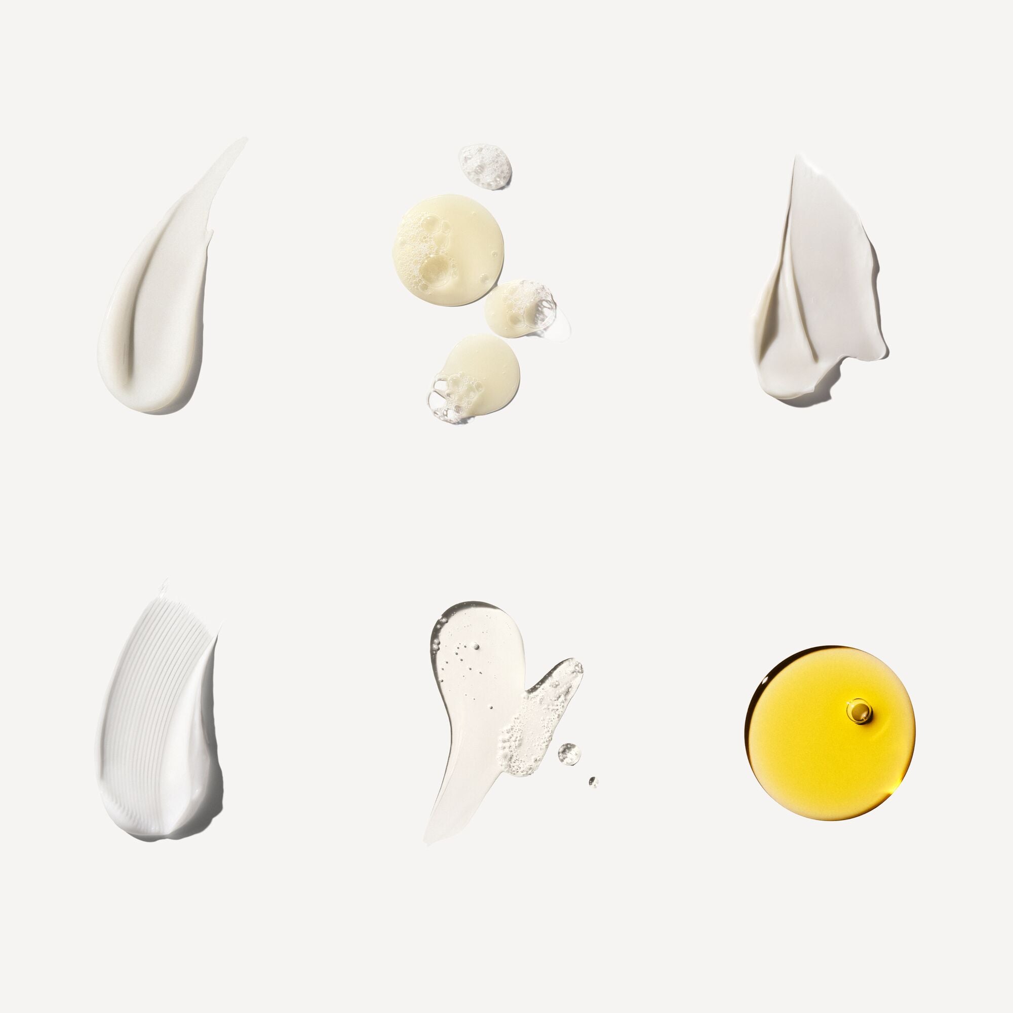 N°.3 HAIR PERFECTOR®
Nº.4 Shampoo
Nº.5 CONDITIONER
Nº.6 BOND SMOOTHER®
Nº.9 BOND PROTECTOR® NOURISHING HAIR SERUM
OLAPLEX N°.7 BONDING OIL

campioni di prodotti cremosi su sfondo bianco