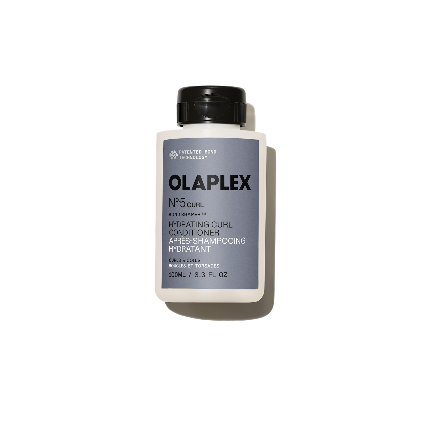 Olaplex Nº.5CURL Bond Shaper Hydrating Curl Conditioner flacone da 100 ml su uno sfondo bianco semplice.
