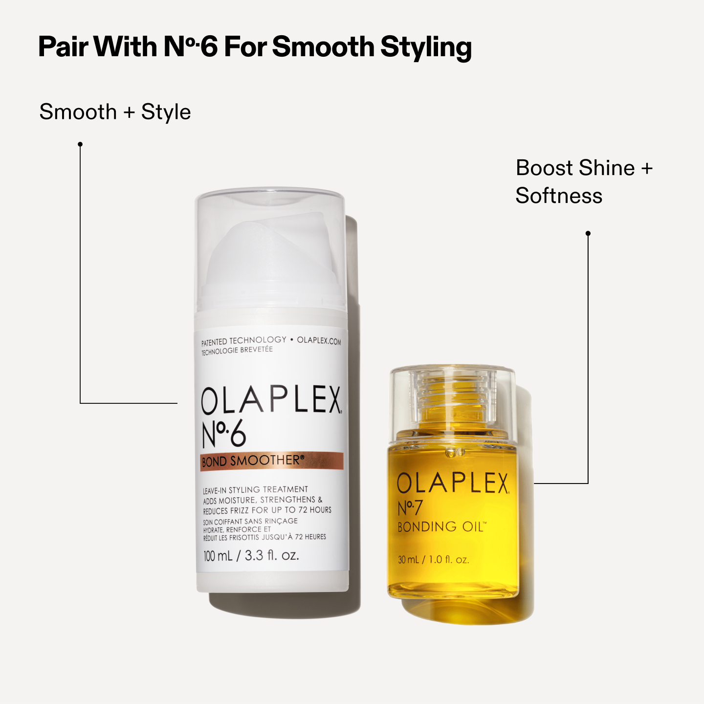 Usalo insieme a No.6 per uno styling impeccabile

No.6 - Setosità + Styling
Nº7 - Lucentezza + Morbidezza