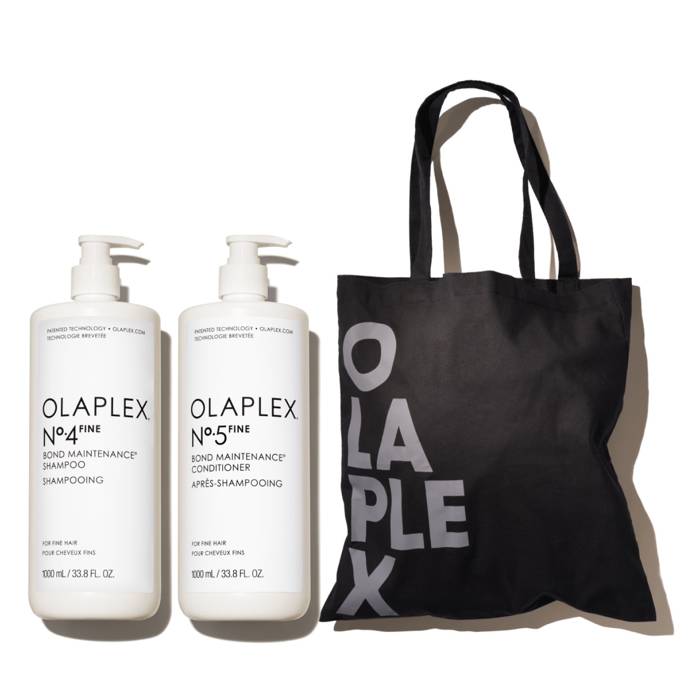 No.4FINE Bond Maintenance Shampoo, No.5FINE Bond Maintenance Conditioner and OLAPLEX BLACK TOTE BAG 