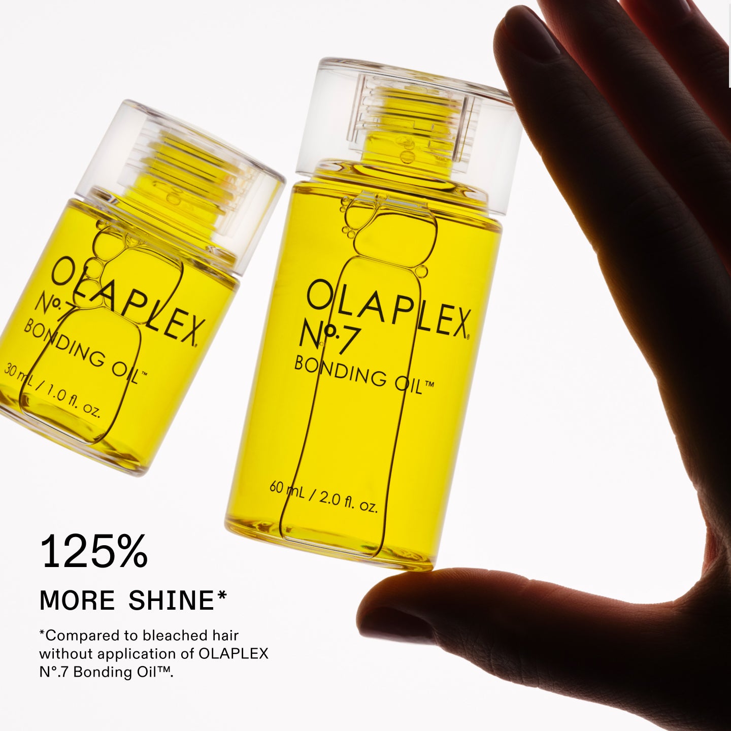 125% DI LUCENTEZZA IN PIÙ* 

*Rispetto a capelli decolorati senza l'applicazione di OLAPLEX N°.7 Bonding Oil™.